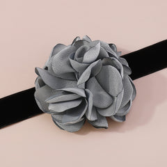 Blue Gray Rose Choker Necklace
