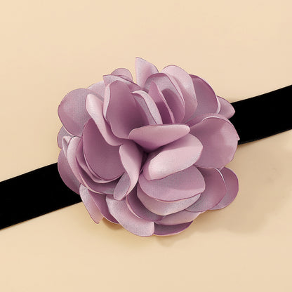 Black and Purple Rose Choker Necklace, chunky choker necklace, everyday style, lifestyle look