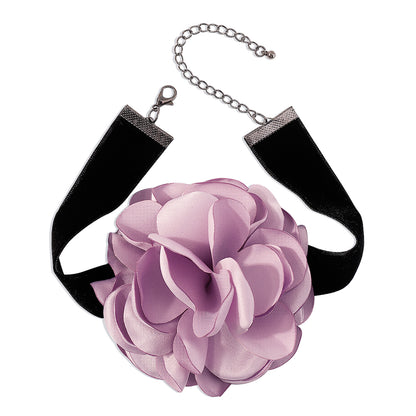 Black and Purple Rose Choker Necklace, chunky choker necklace, everyday style, styled look