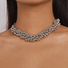 Silver-Plated Beaded Chain Necklace
