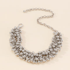 Silver-Plated Beaded Chain Necklace