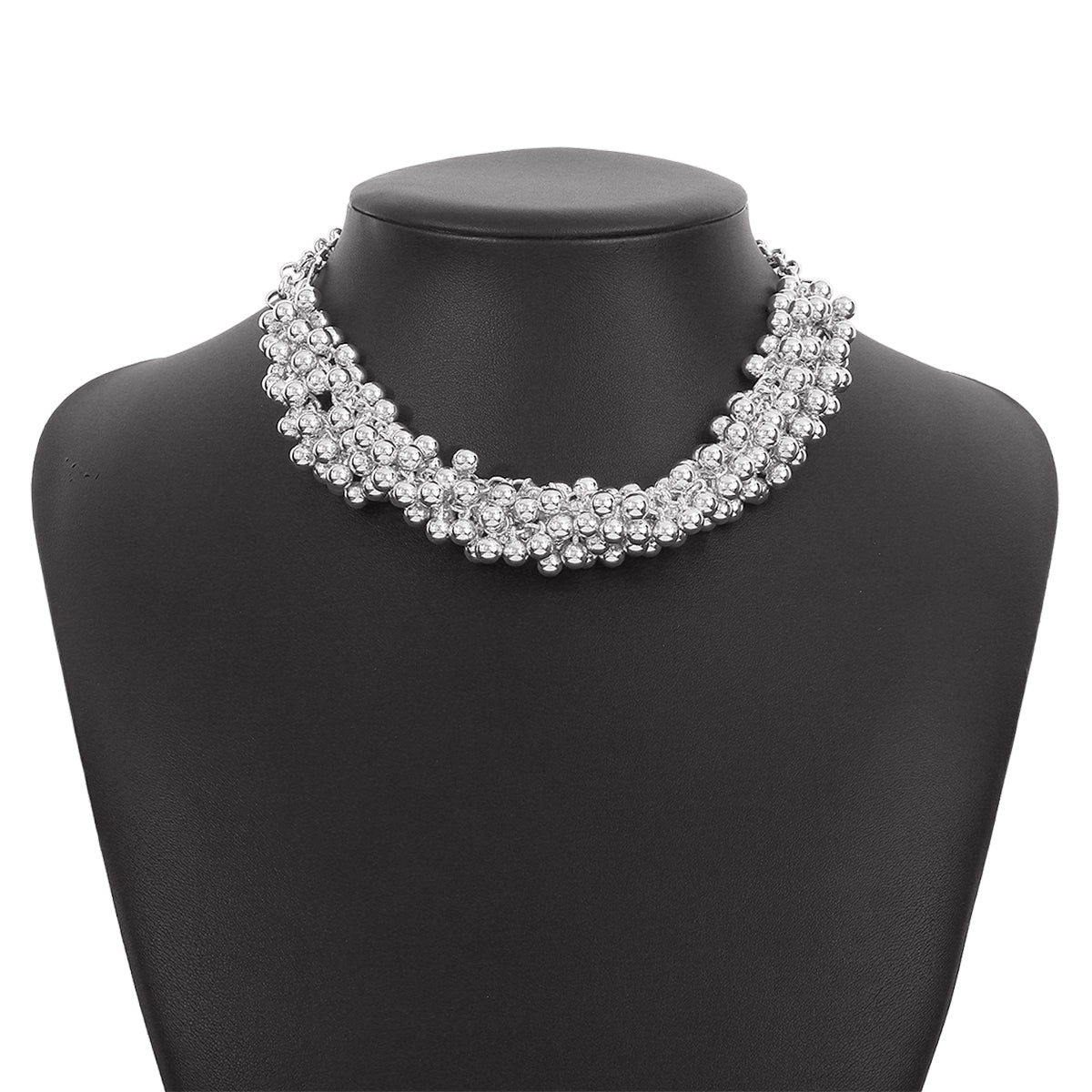 Silver-Plated Beaded Chain Necklace, silver pendant necklace for women, dainty minimalist design, styled look