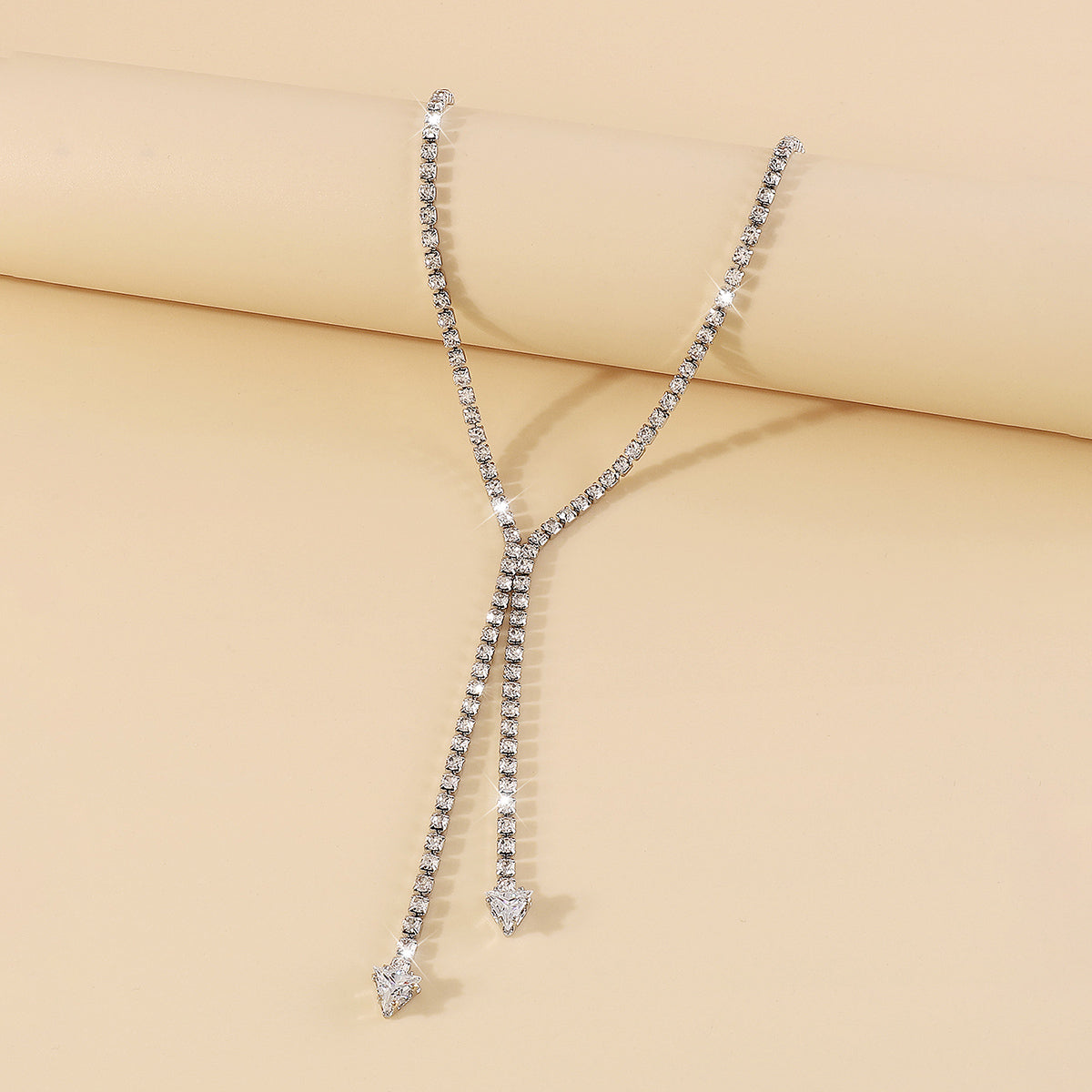 Crystal and Cubic Zirconia Silver-Plated Arrow Lariat Necklace, silver pendant necklace for women, lifestyle look