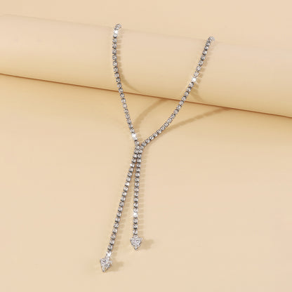 Crystal and Cubic Zirconia Silver-Plated Arrow Lariat Necklace, silver pendant necklace for women, lifestyle look