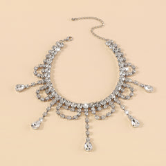 Crystal & Cubic Zirconia Silver-Plated Drop Tassel Choker