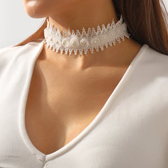 Pearl & Silver-Plated Flower Choker