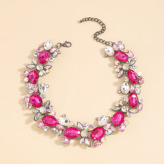 Rose Crystal & Rhodium-Plated Cluster Choker Necklace
