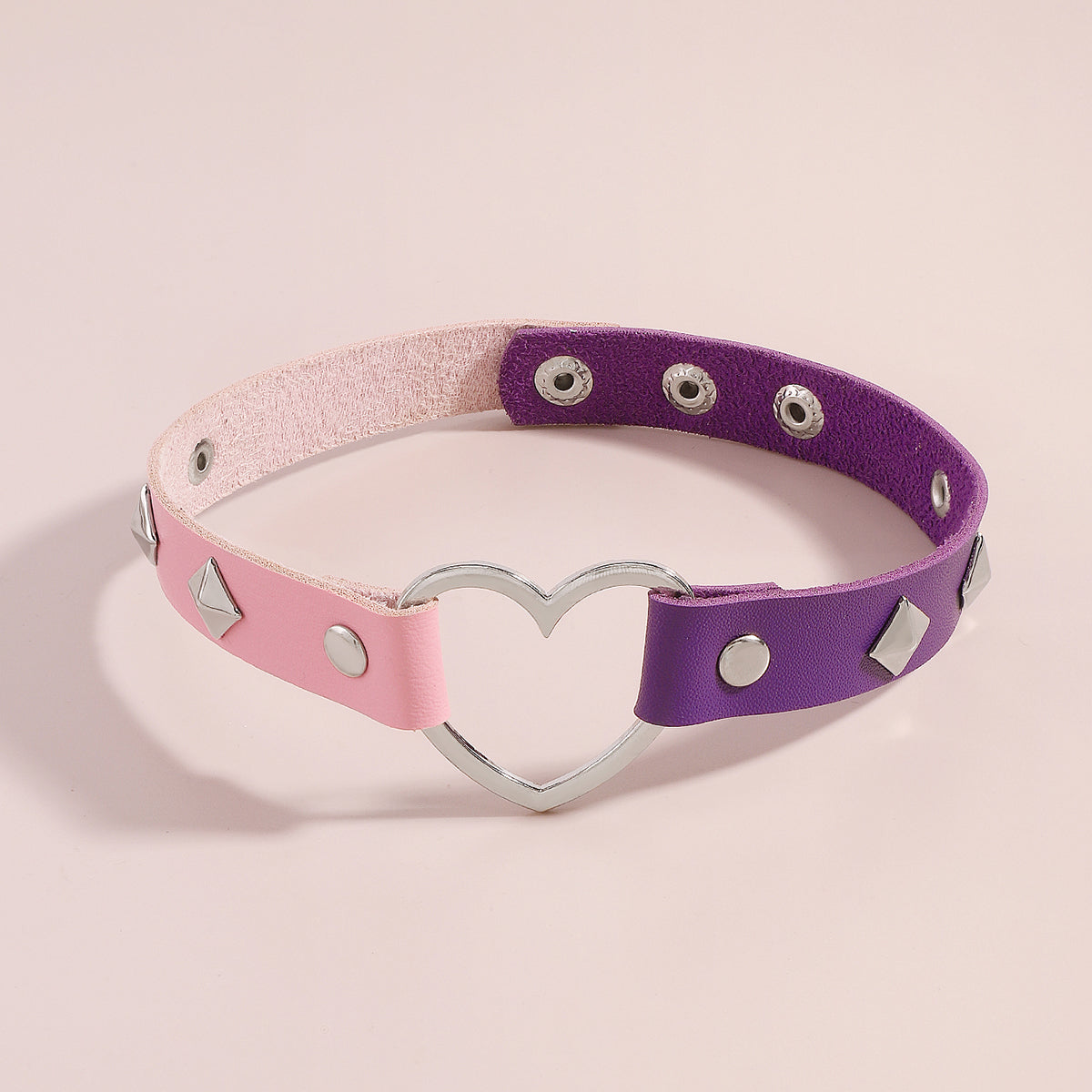 Pink & Purple Silver-Plated Star Heart Choker Necklace