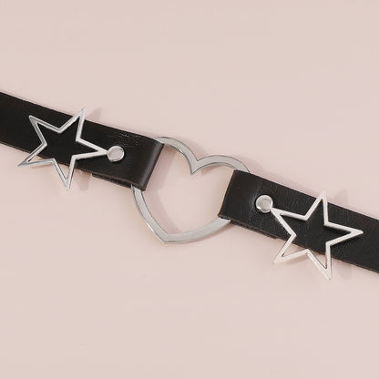 Black Polystyrene and Silver-Plated Star Heart Choker Necklace, chunky silver choker necklace, lifestyle look