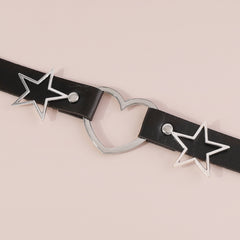 Black Polystyrene & Silver-Plated Star Heart Choker Necklace