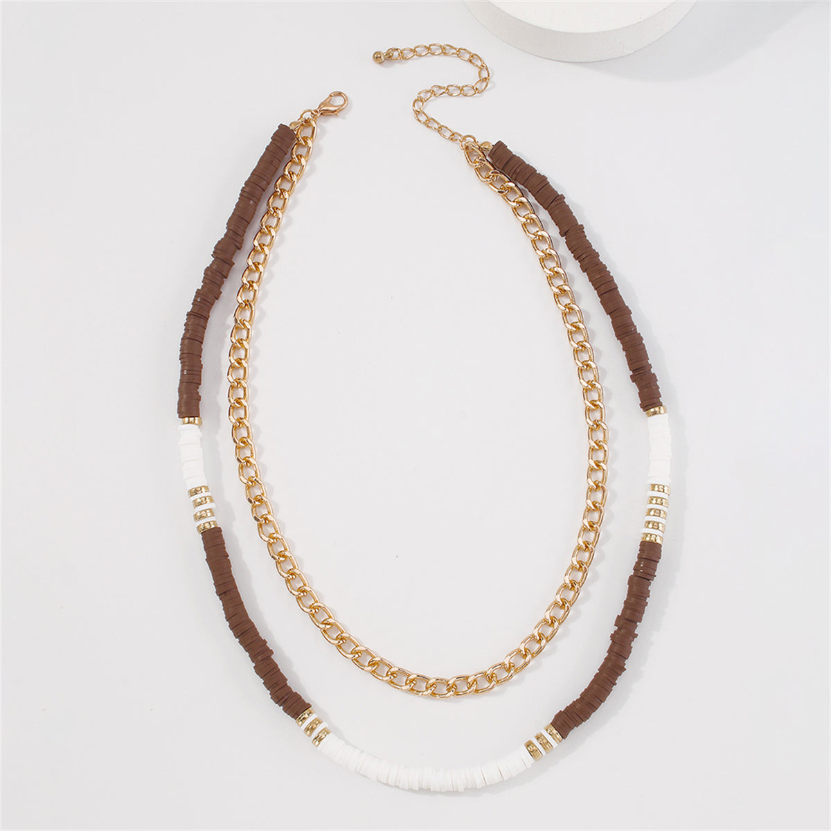 Brown Polymer Clay & 18K Gold-Plated Layered Necklace