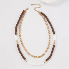 Brown Polymer Clay & 18K Gold-Plated Layered Necklace