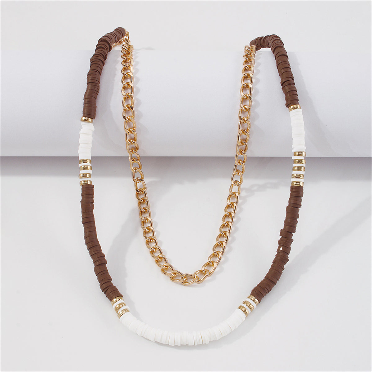 Brown Polymer Clay & 18K Gold-Plated Layered Necklace
