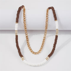 Brown Polymer Clay & 18K Gold-Plated Layered Necklace