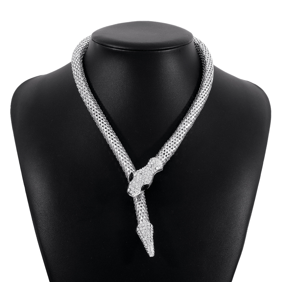 Cubic Zirconia and Silver-Plated Snake Lariat Necklace, silver pendant necklace for women, everyday style, lifestyle look