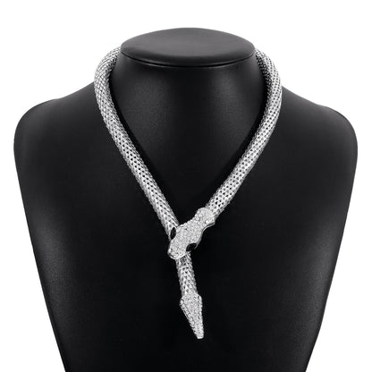 Cubic Zirconia and Silver-Plated Snake Lariat Necklace, silver pendant necklace for women, everyday style, lifestyle look