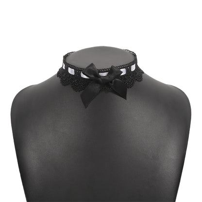 Black and White Bow Choker, chunky choker necklace, dainty minimalist design, styled look