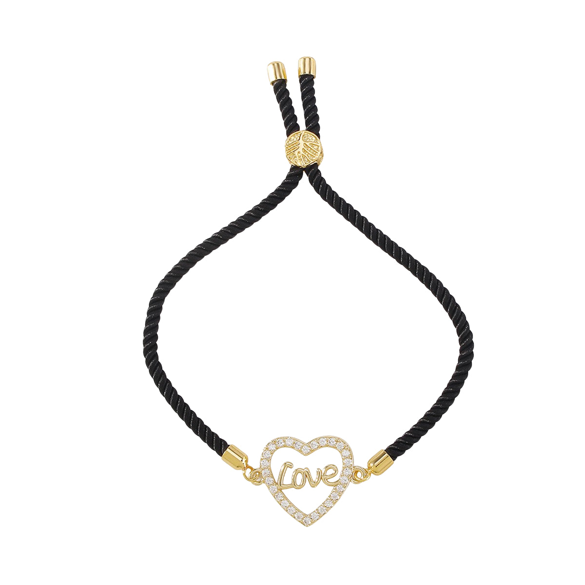 Cubic Zirconia & Colored Polyster 18K Gold-Plated 'Love' Heart Charm Bracelet