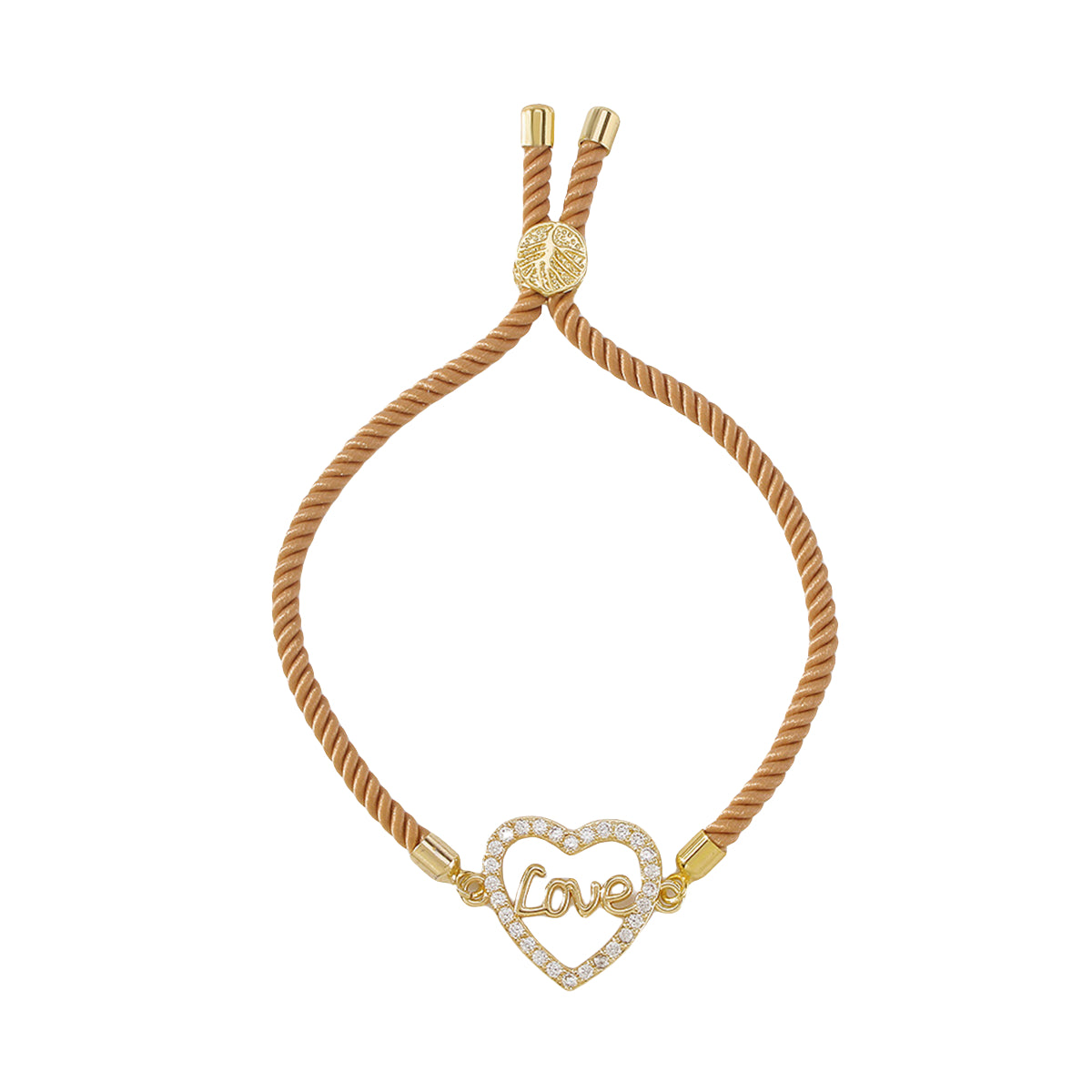 Cubic Zirconia & Colored Polyster 18K Gold-Plated 'Love' Heart Charm Bracelet