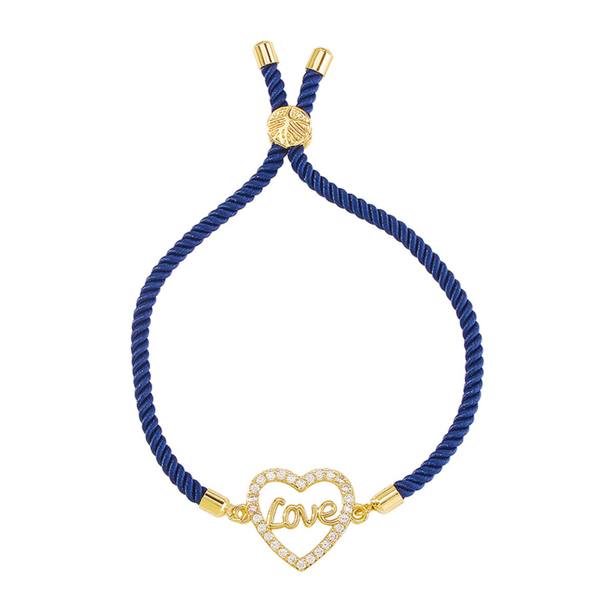 Cubic Zirconia & Colored Polyster 18K Gold-Plated 'Love' Heart Charm Bracelet