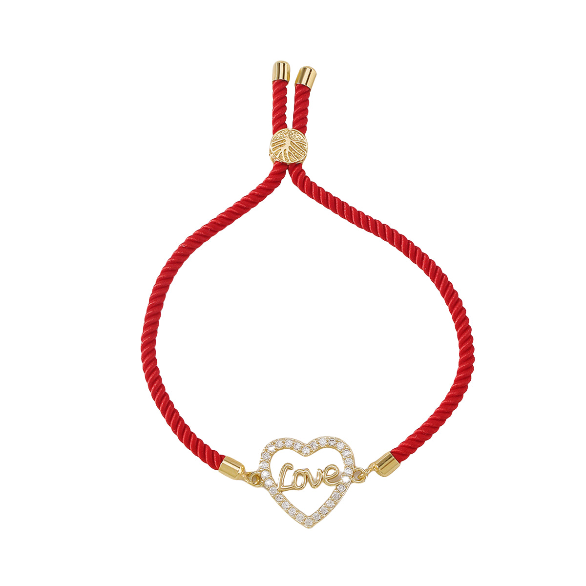 Cubic Zirconia & Colored Polyster 18K Gold-Plated 'Love' Heart Charm Bracelet