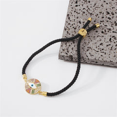 Cubic Zirconia & 18K Gold-Plated Eye Charm Bracelet