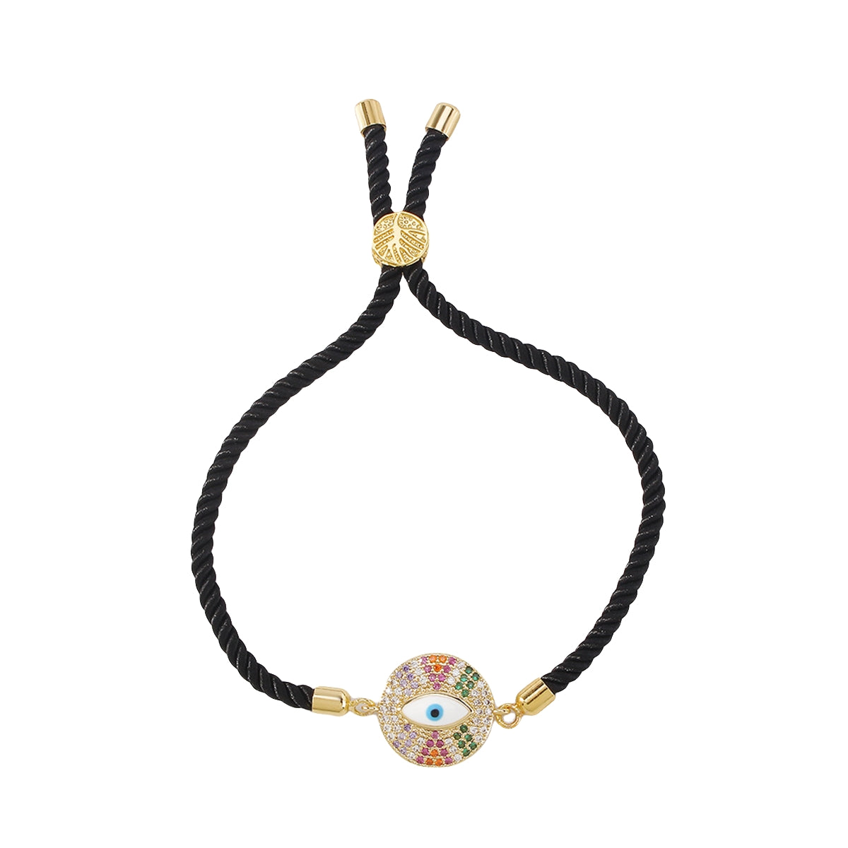 Cubic Zirconia & 18K Gold-Plated Eye Charm Bracelet