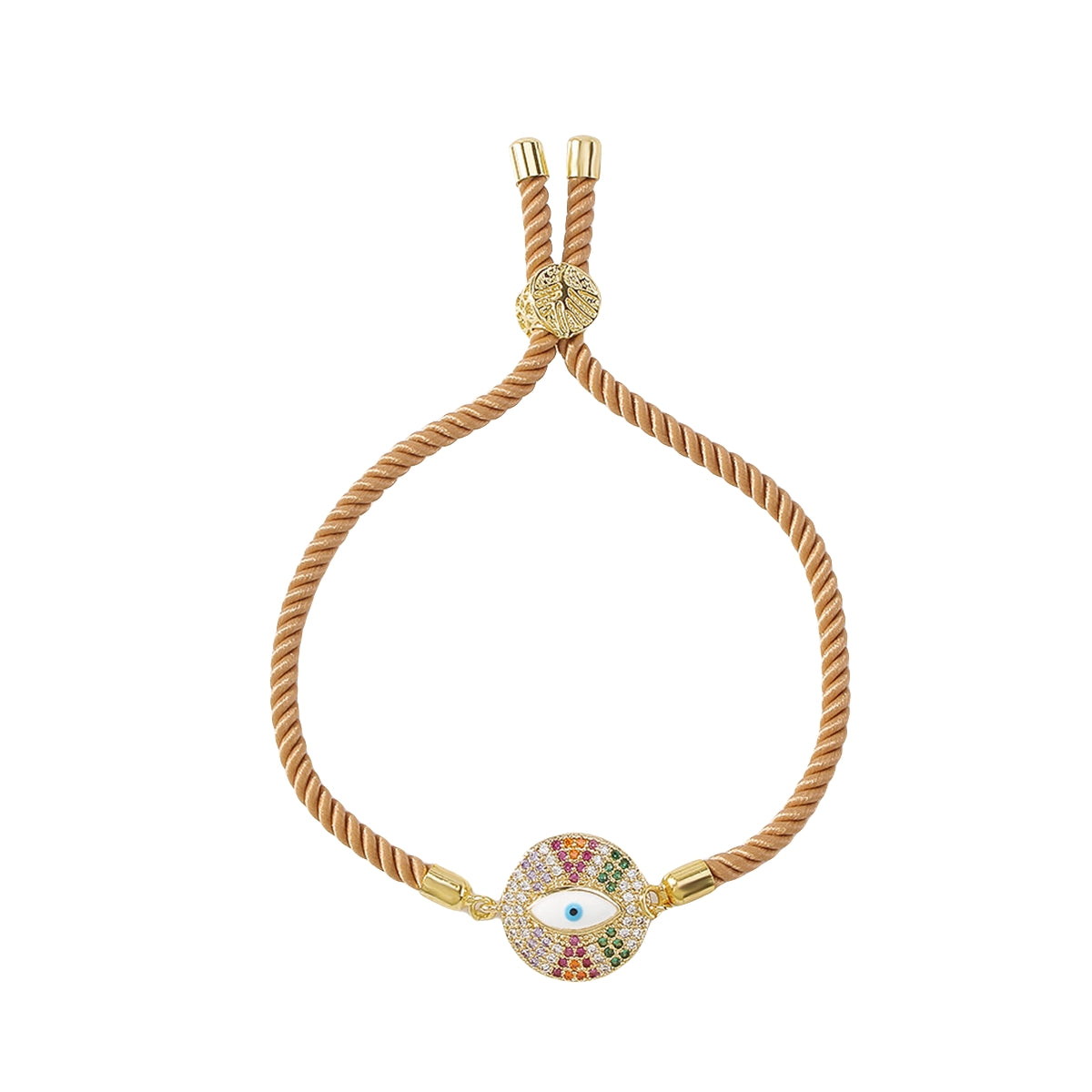 Cubic Zirconia & 18K Gold-Plated Eye Charm Bracelet