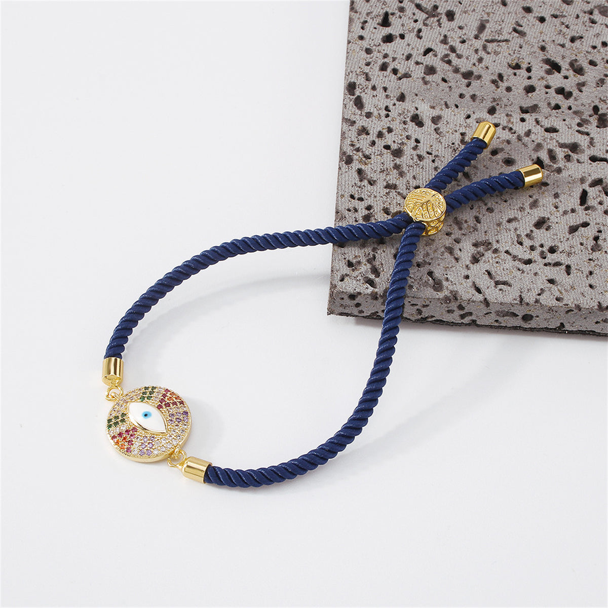 Cubic Zirconia & 18K Gold-Plated Eye Charm Bracelet
