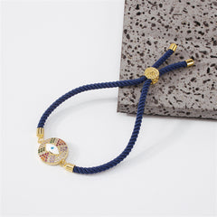 Cubic Zirconia & 18K Gold-Plated Eye Charm Bracelet