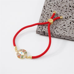 Cubic Zirconia & 18K Gold-Plated Eye Charm Bracelet