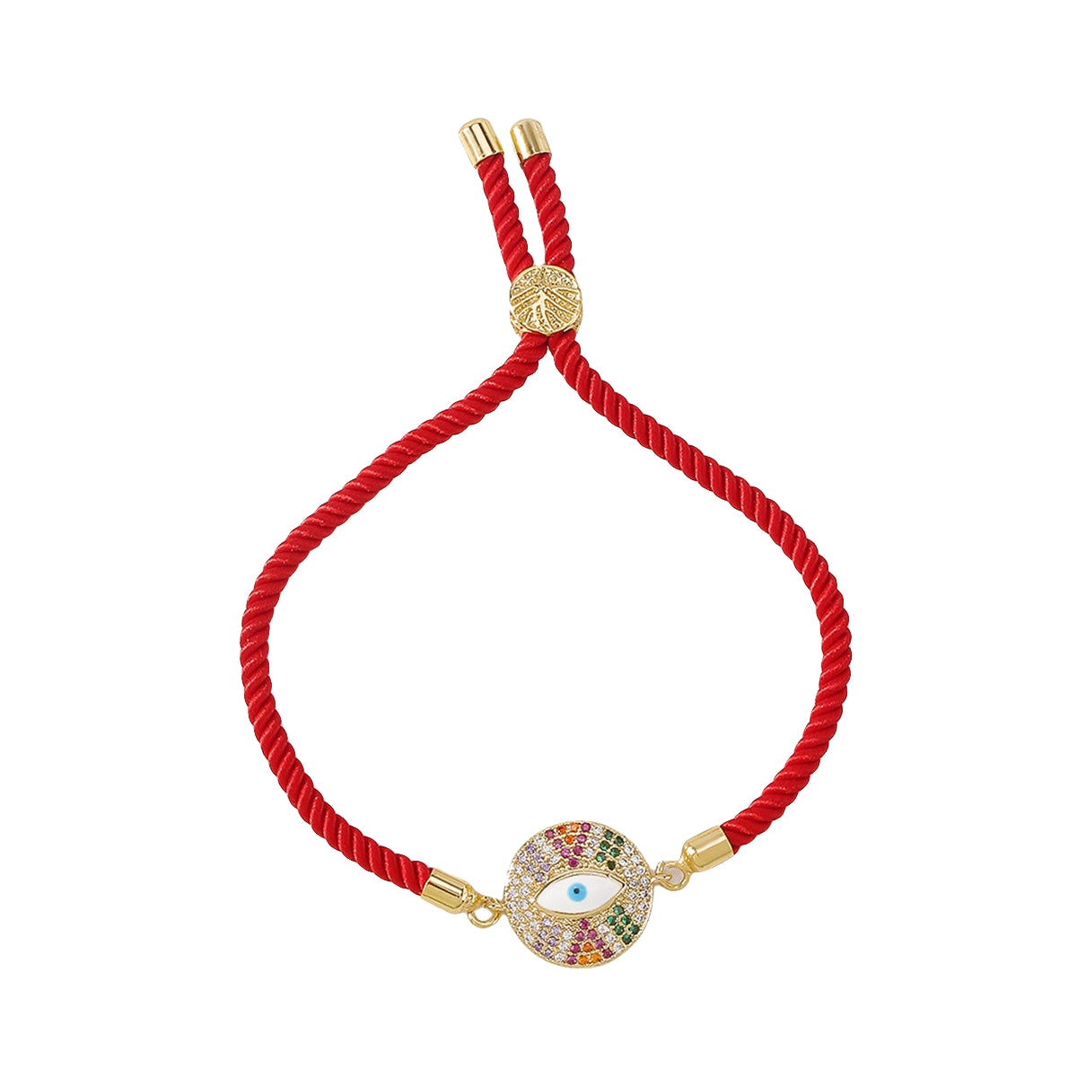 Cubic Zirconia & 18K Gold-Plated Eye Charm Bracelet