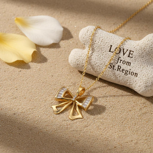 Crystal & Cubic Zirconia 18K Gold-Plated Bow Pendant Necklace