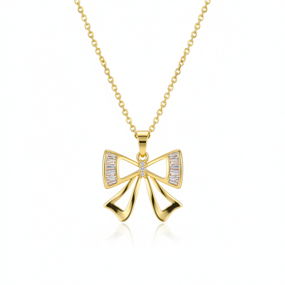 Crystal & Cubic Zirconia 18K Gold-Plated Bow Pendant Necklace - Street Region