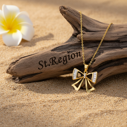 Crystal & Cubic Zirconia 18K Gold-Plated Bow Pendant Necklace - Street Region
