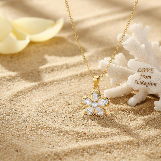 Crystal & Cubic Zirconia Floral Pendant Necklace