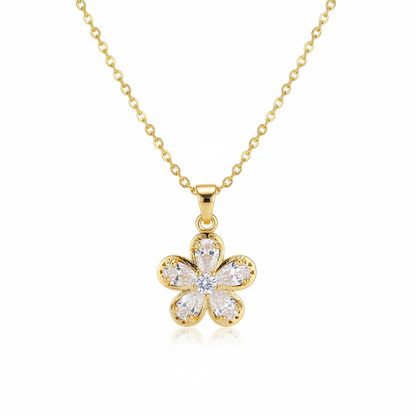 Crystal & Cubic Zirconia Floral Pendant Necklace - Street Region