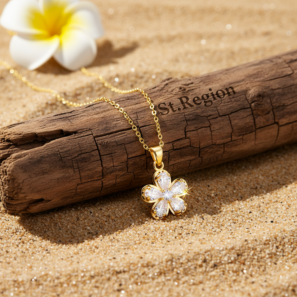 Crystal & Cubic Zirconia Floral Pendant Necklace - Street Region