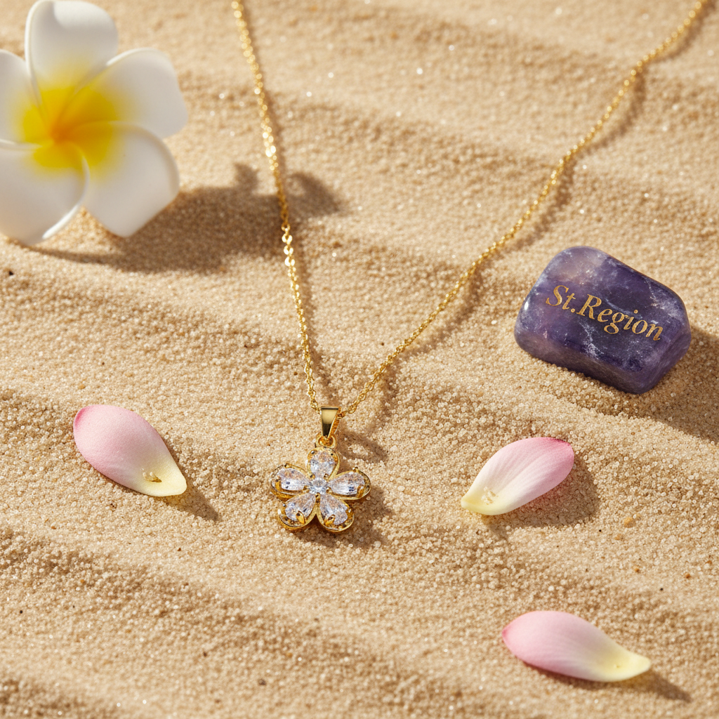 Crystal & Cubic Zirconia Floral Pendant Necklace - Street Region
