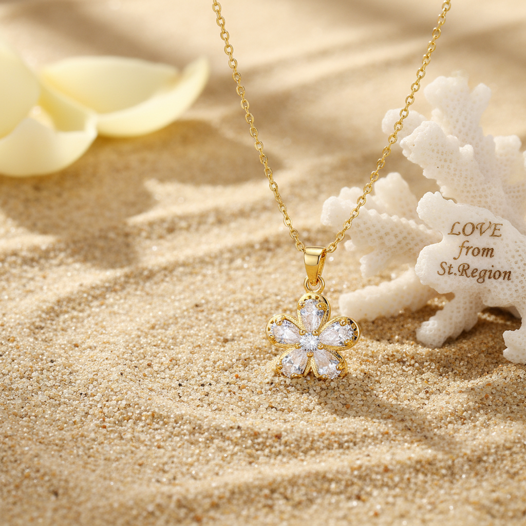 Crystal & Cubic Zirconia Floral Pendant Necklace - Street Region