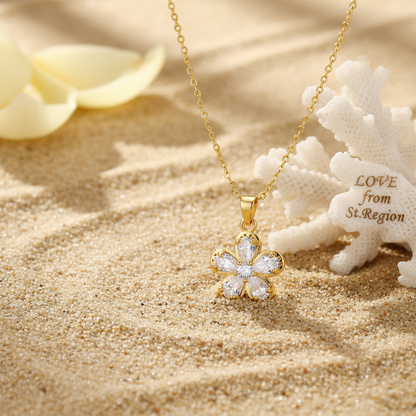Crystal & Cubic Zirconia Floral Pendant Necklace - Street Region