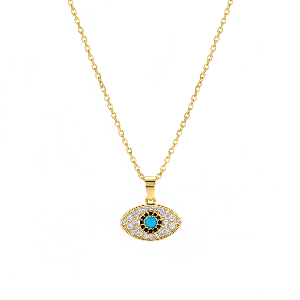 Cubic Zirconia & 18K Gold-Plated Eye Pendant Necklace - Street Region