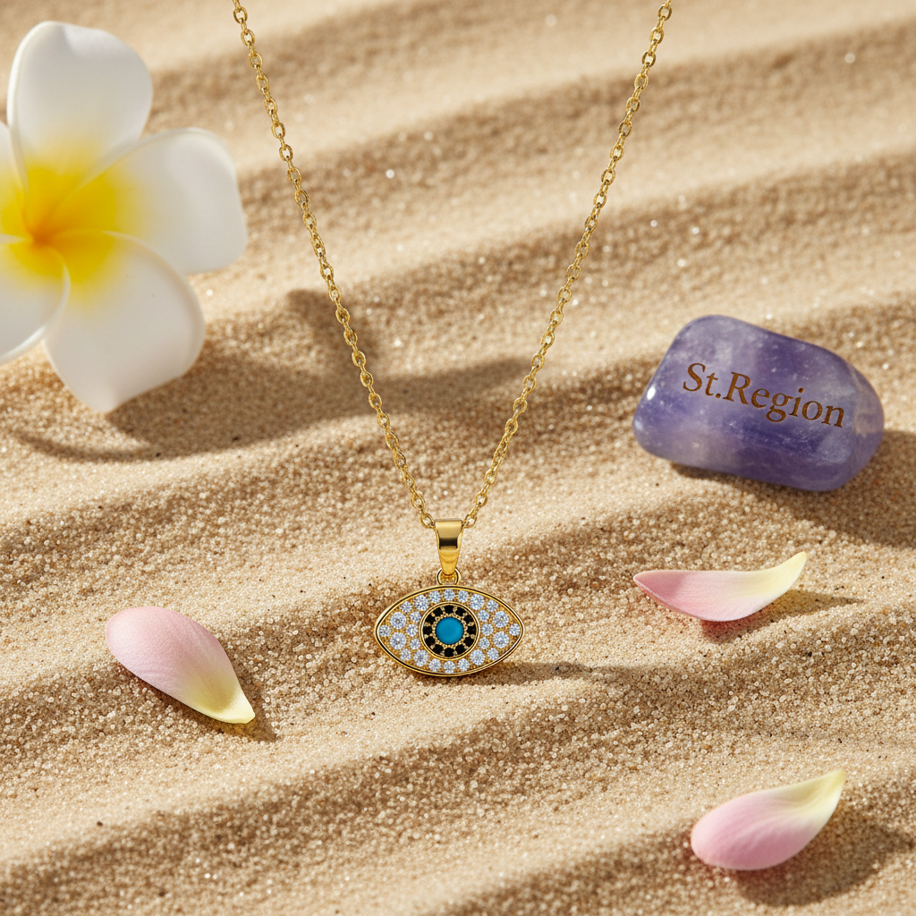 Cubic Zirconia & 18K Gold-Plated Eye Pendant Necklace - Street Region