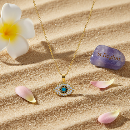 Cubic Zirconia & 18K Gold-Plated Eye Pendant Necklace - Street Region