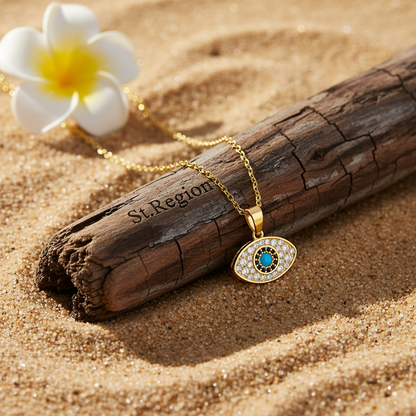 Cubic Zirconia & 18K Gold-Plated Eye Pendant Necklace - Street Region
