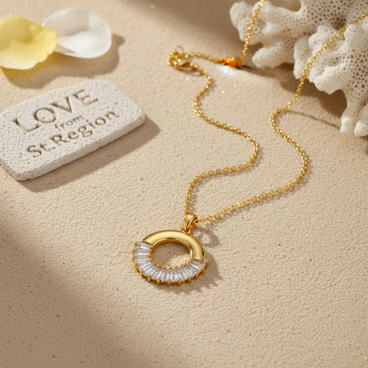 Crystal & 18K Gold-Plated Circle Pendant Necklace
