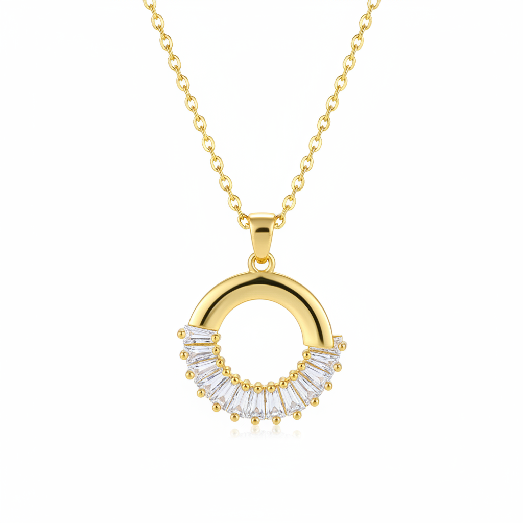 Crystal & 18K Gold-Plated Circle Pendant Necklace - Street Region