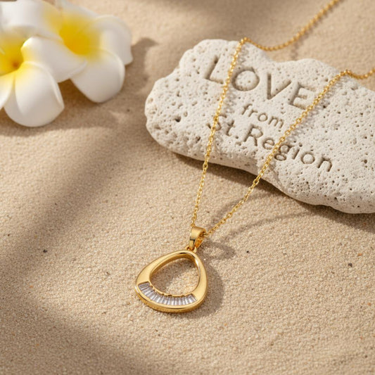 Crystal & 18K Gold-Plated Oval Pendant Necklace