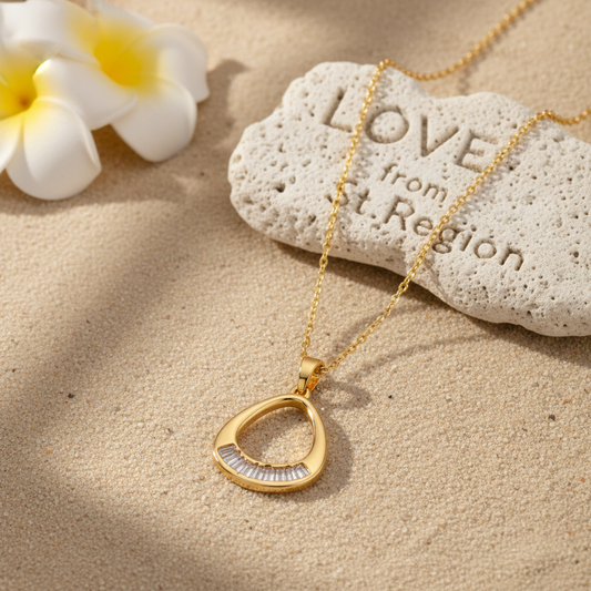 Crystal & 18K Gold-Plated Oval Pendant Necklace - Street Region