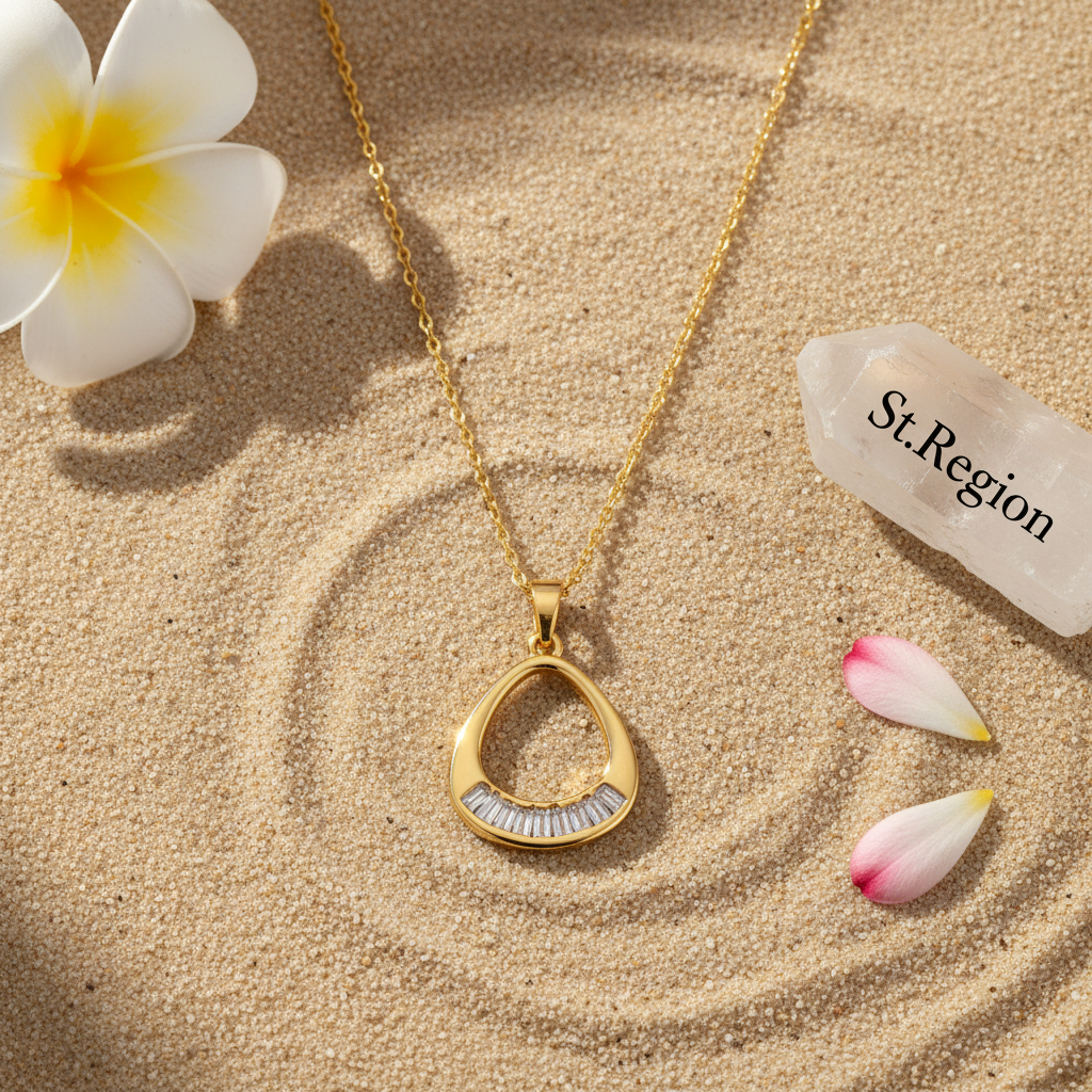 Crystal & 18K Gold-Plated Oval Pendant Necklace - Street Region